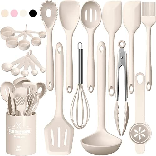 22-Piece Silicone Cooking Utensils Set (Khaki)