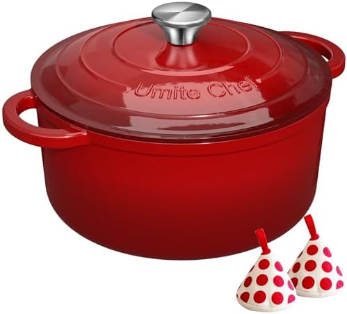 Enameled Cast Iron Dutch Oven (Red)